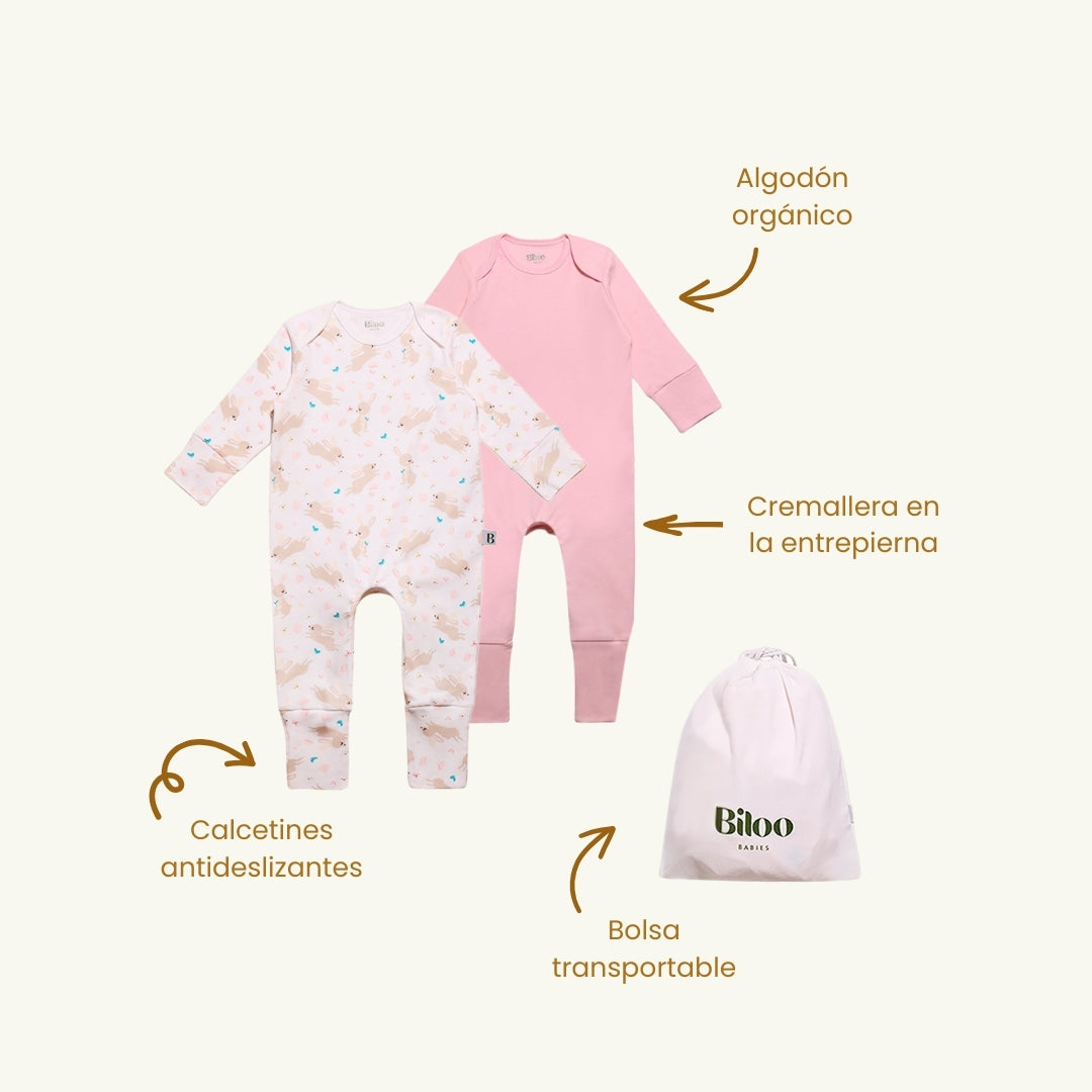 Pijamas Body Bebé Fácil cambio de Pañal de Algodón Orgánico - 1 Unidad