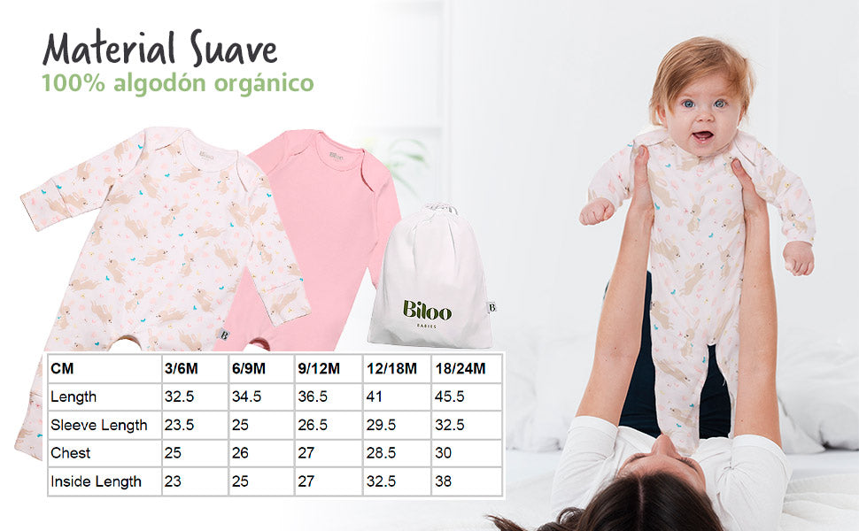 Pijamas Body Bebé Fácil cambio de Pañal de Algodón Orgánico - 1 Unidad