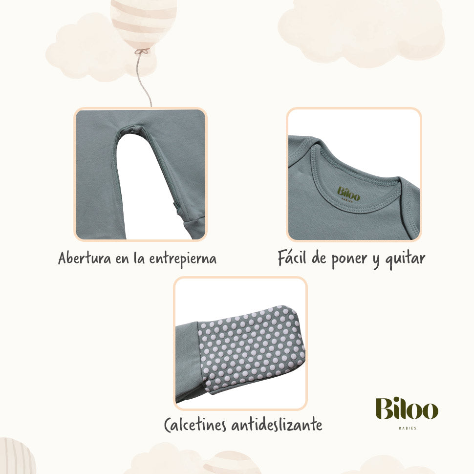 Pijamas Body Bebé Fácil cambio de Pañal de Algodón Orgánico - 1 Unidad