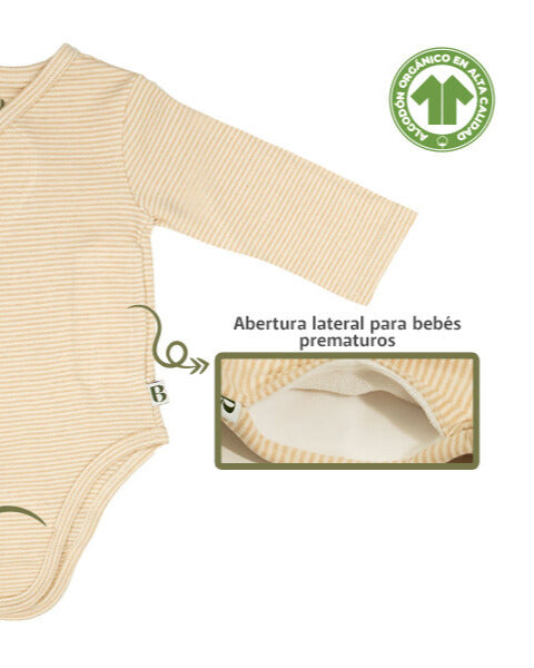 Conjunto de 3 Bodies Fácil cambio de Pañal para Bebé Algodón Orgánico