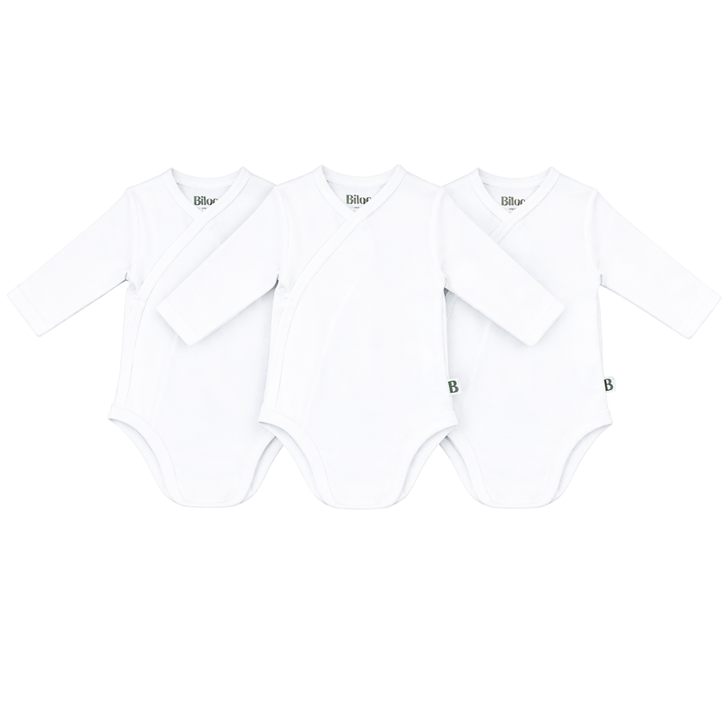 Conjunto de 3 Bodies Fácil cambio de Pañal para Bebé Algodón Orgánico
